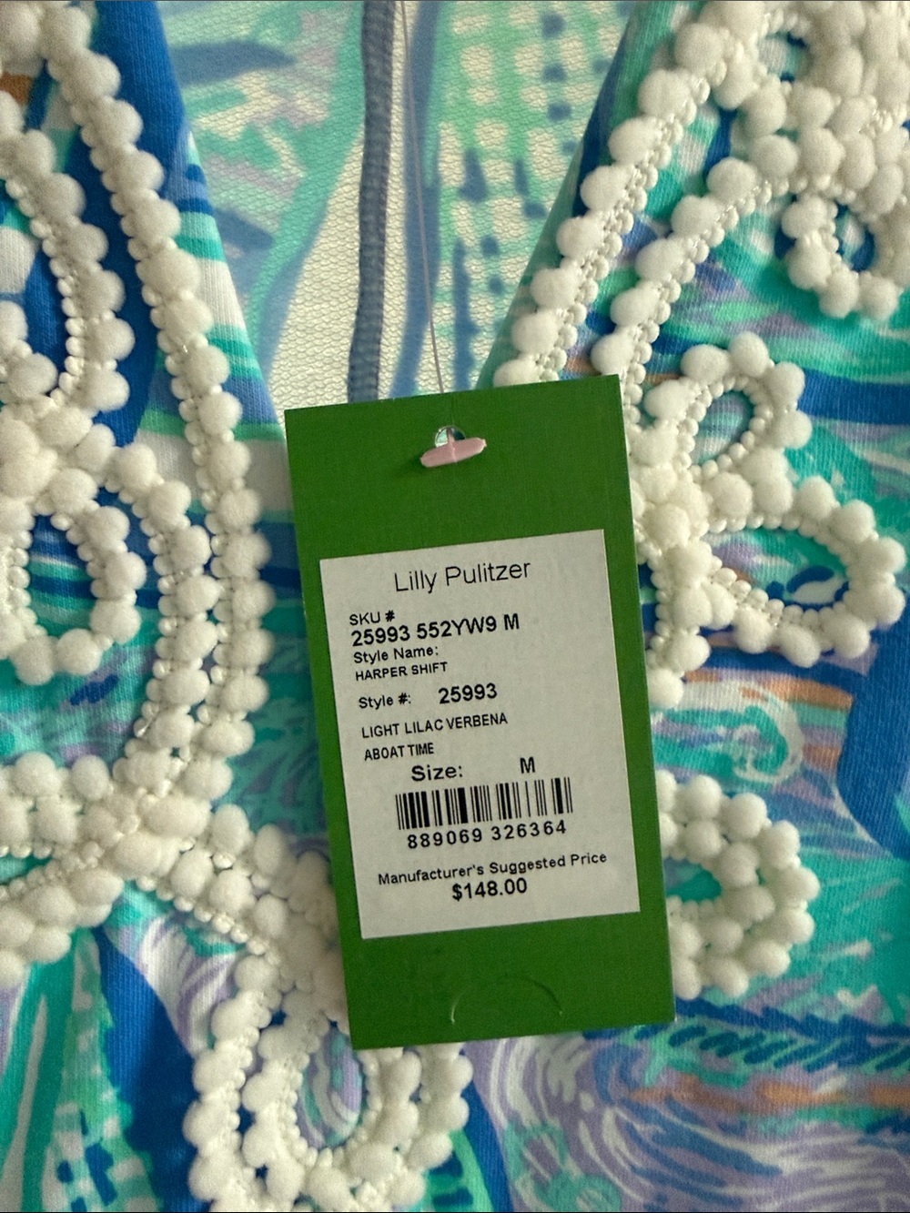 Lilly Pulitzer NWT M nautical Shift Dress in Aqua, Lavender & Teal - Picture 2 of 9